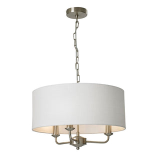 Grantham 3 Light Satin Nickel & White Pendant Ceiling Light