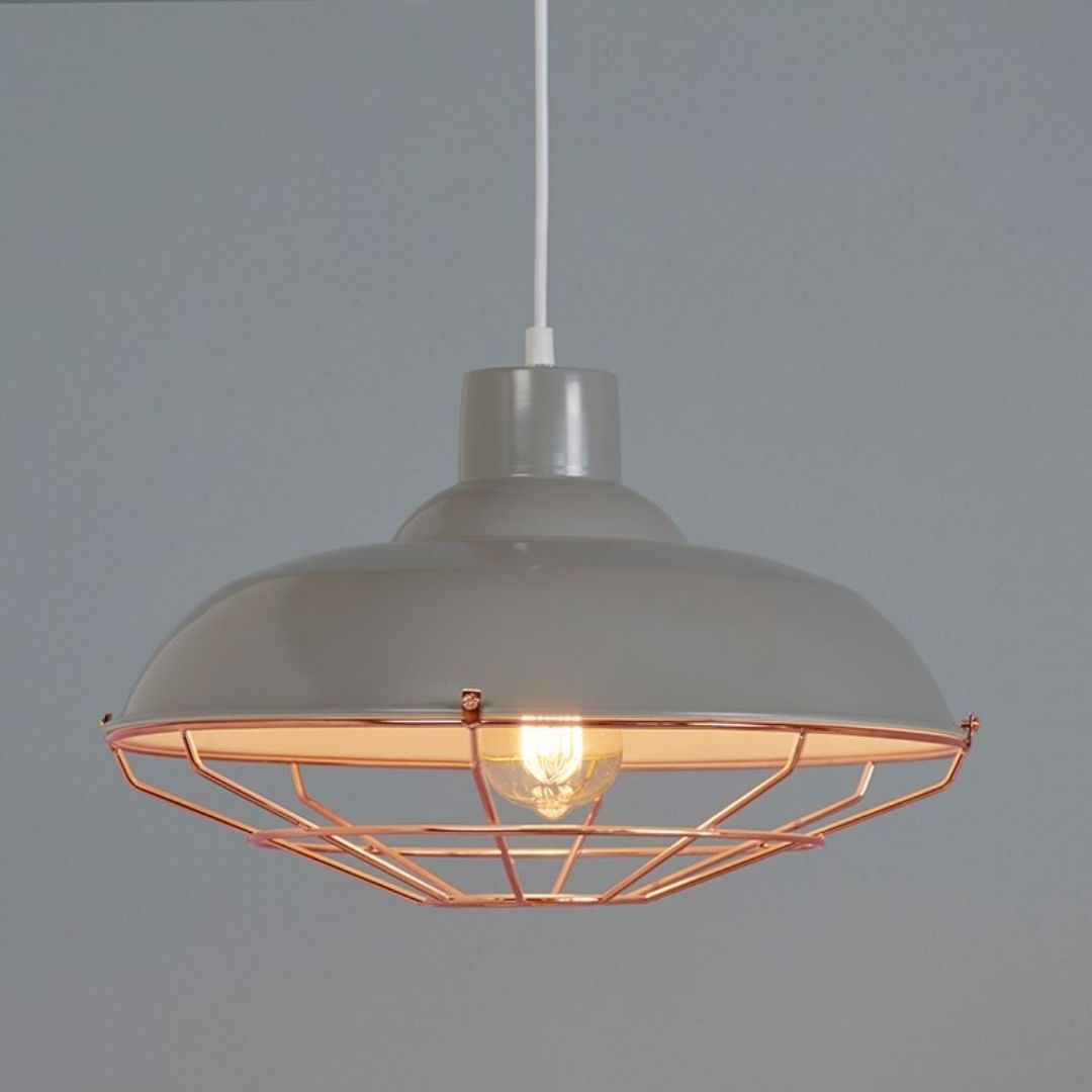 Cobden Grey & Copper Pendant Ceiling Light