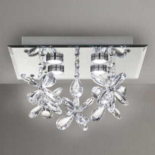 Verity Floral Crystal LED Flush Ceiling Light