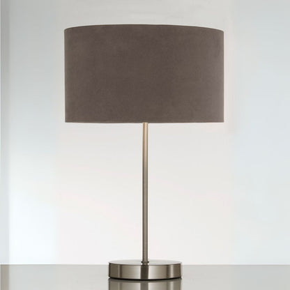 Velvie Chrome & Grey Velvet Table Lamp