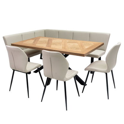 Hugo 1.6m Dining Set with Chairs and Corner Bench