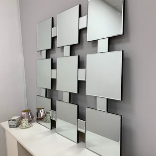 9 Square 90x90cm Silver Mirror