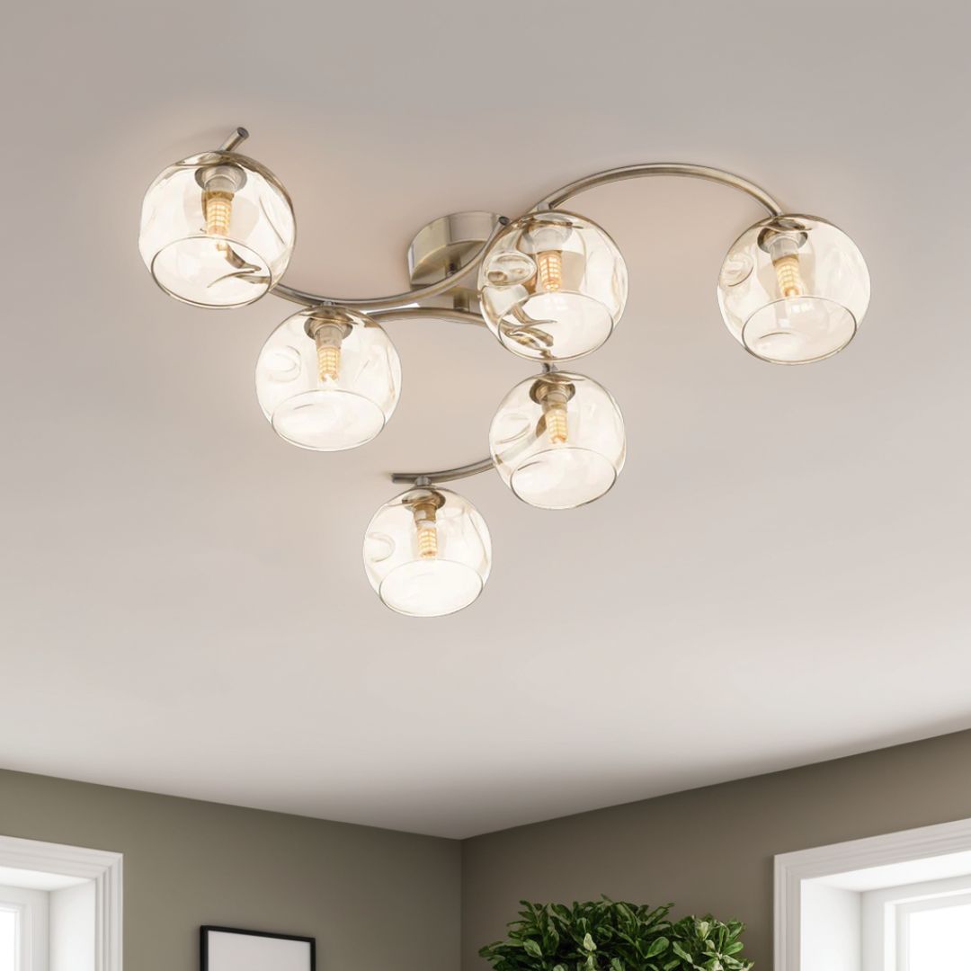 Kaitlin 6-Light Antique Brass Semi-Flush Ceiling Light