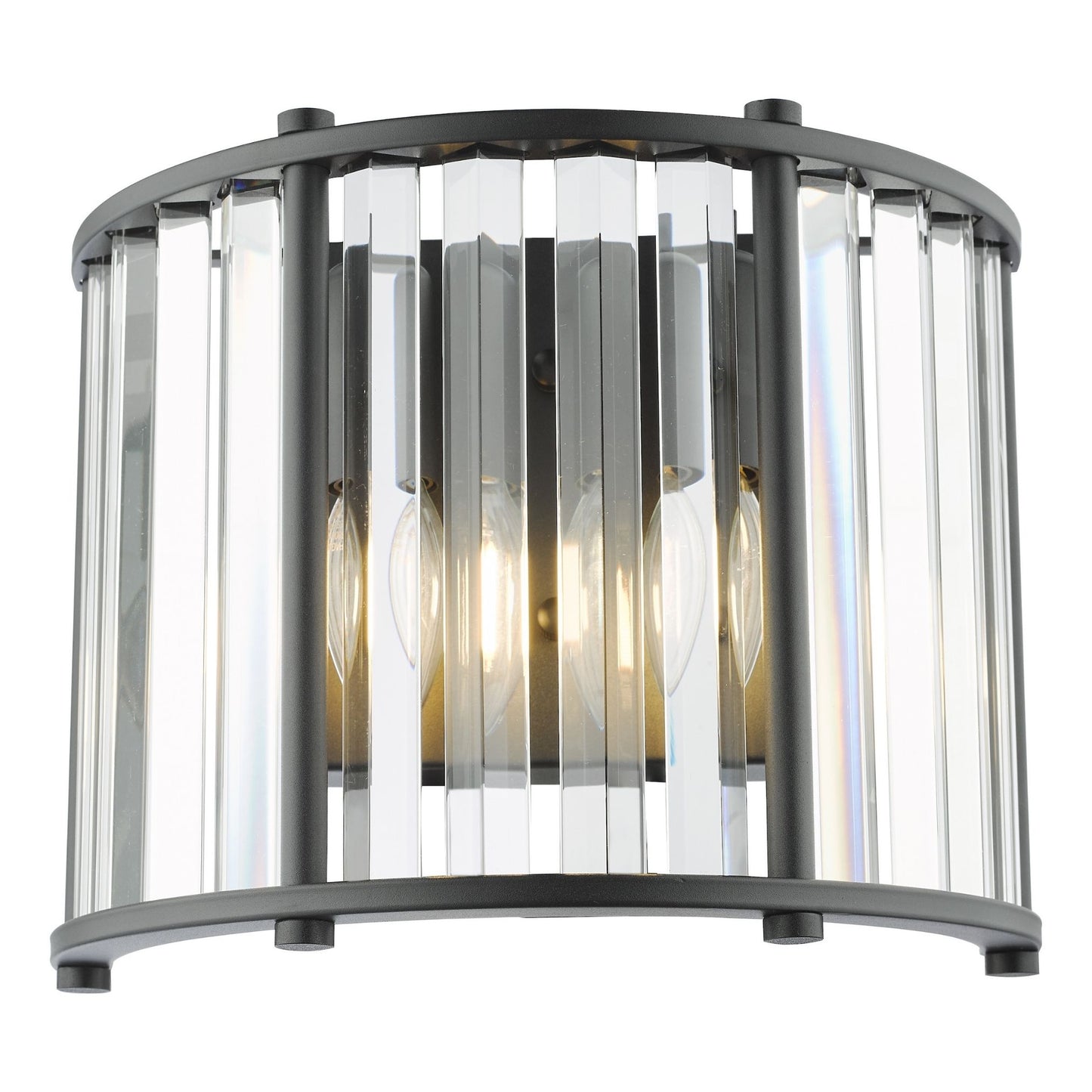 Kiran 2 Light Black & Crystal Wall Light