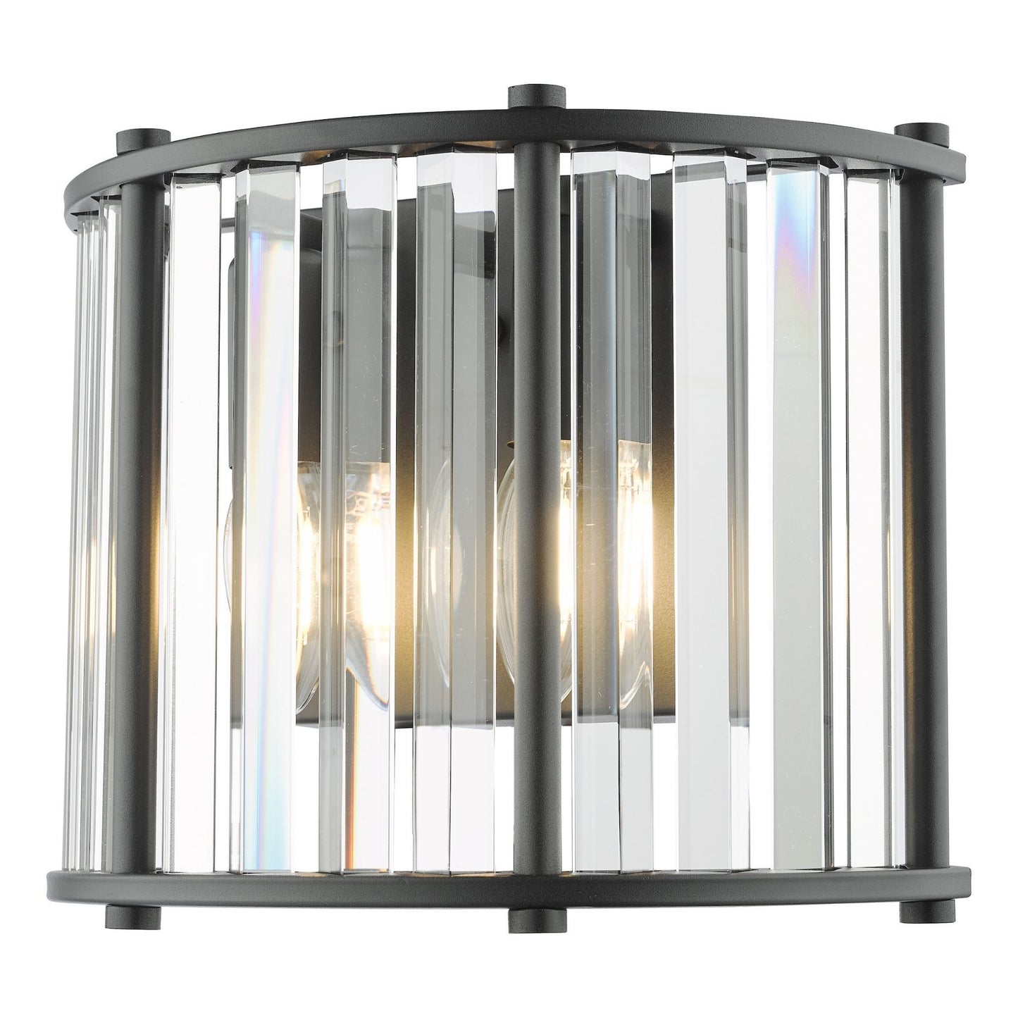 Kiran 2 Light Black & Crystal Wall Light