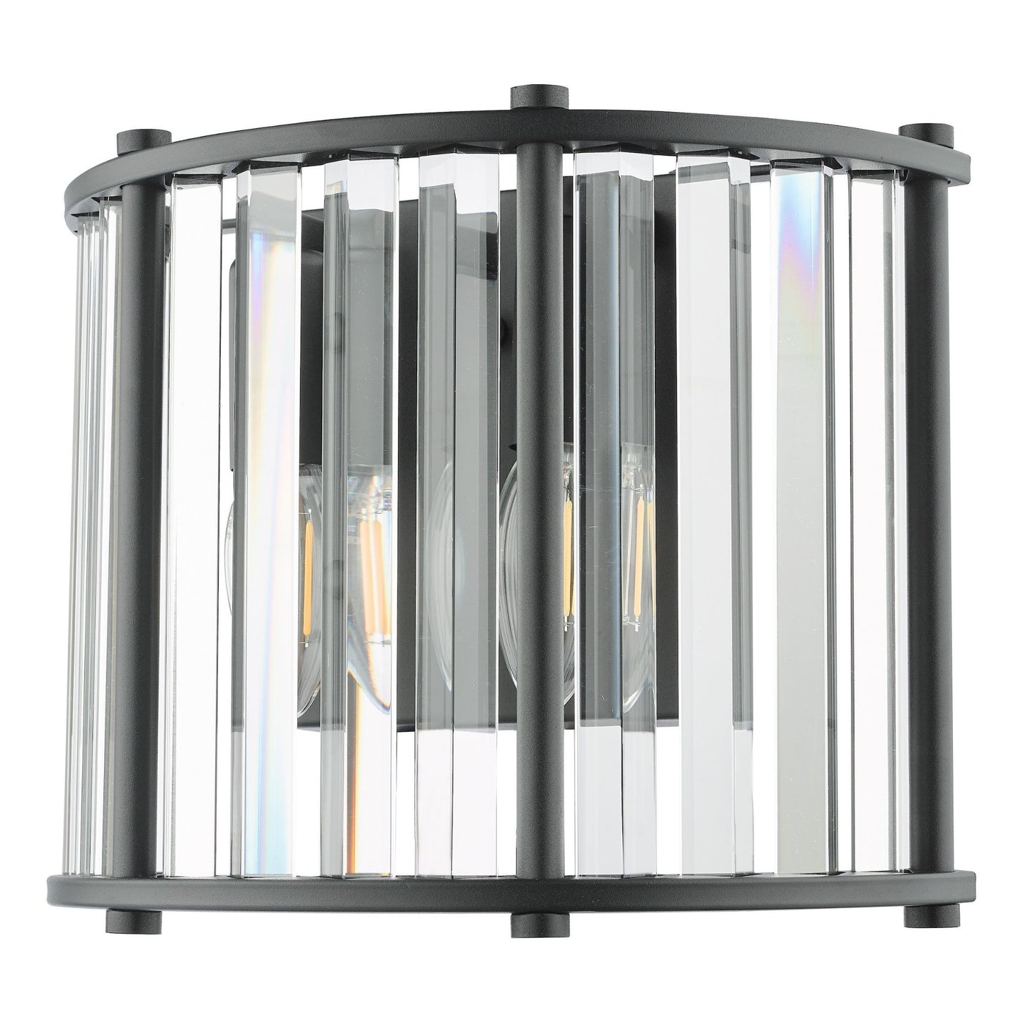 Kiran 2 Light Black & Crystal Wall Light