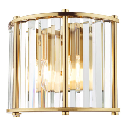 Kiran 2 Light Brass & Crystal Wall Light