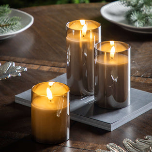 LED Candle Grey Votive (Set of 3)