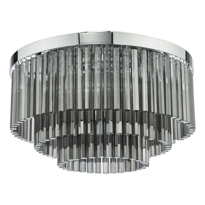 Logan Polished Chrome & Smoked Glass Flush Light