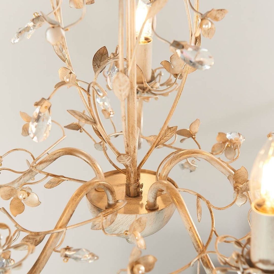 Lullaby 5 Light Cream & Gold Pendant Ceiling Light