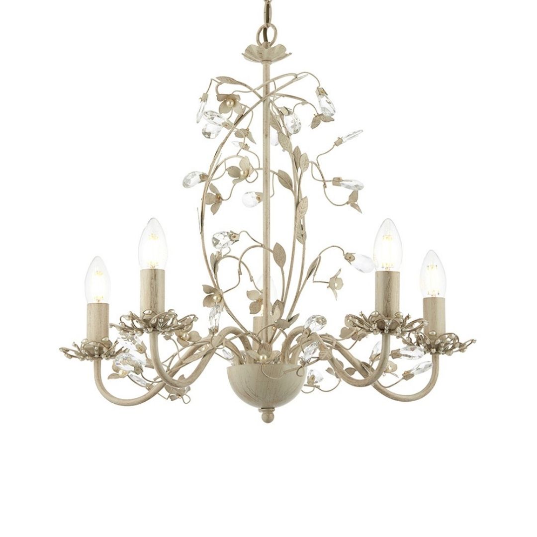 Lullaby 5 Light Cream & Gold Pendant Ceiling Light