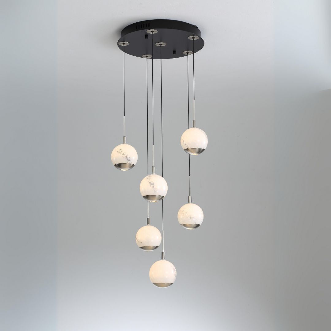 Astrid 6 Light Silver Pendant Ceiling Light