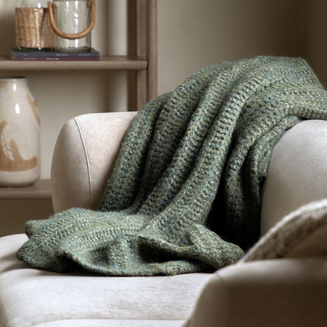 Melange Knit Throw Khaki