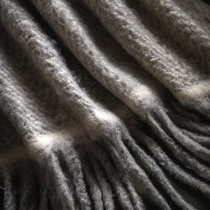 Mohair Fringe Throw Grey