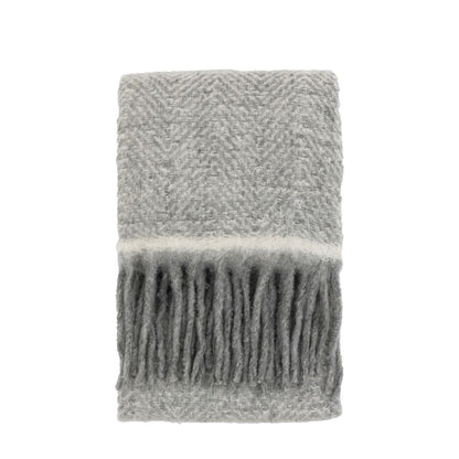 Mohair Fringe Throw Grey