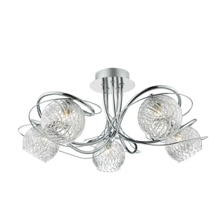 Neso 5 Light Polished Chrome Semi Flush Light