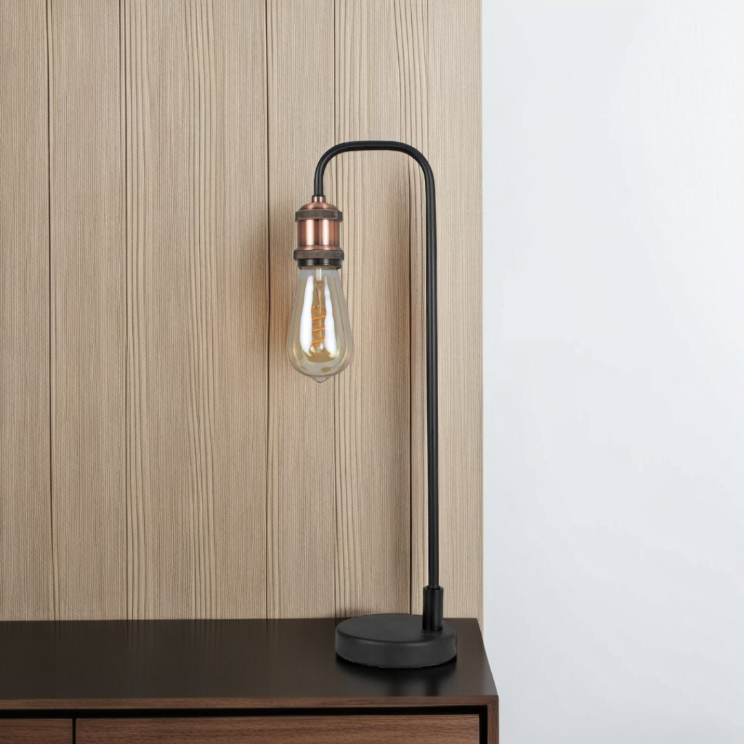 Clark Matt Black and Copper 50cm Table Lamp