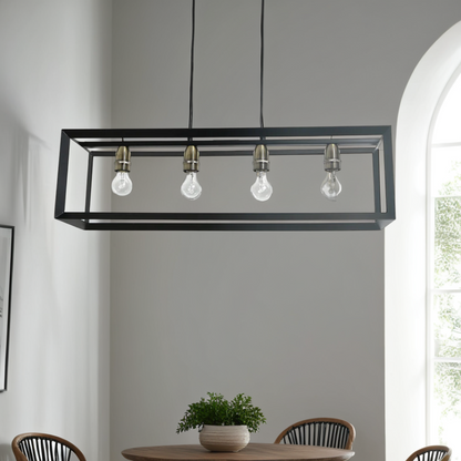 Sully 4 Light Matte Black Ceiling Pendant Bar