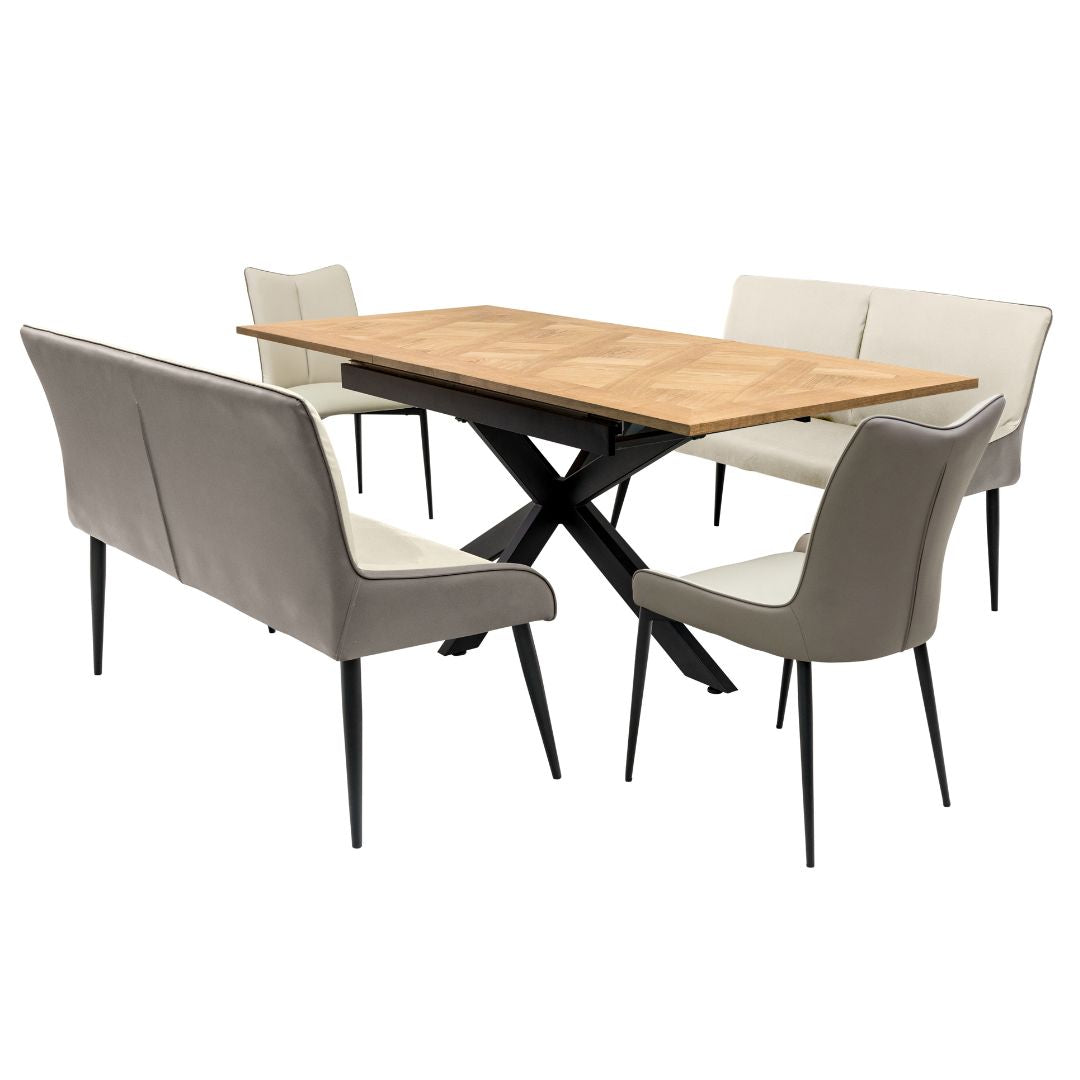 Payton Dining Set with 1.6m Extendable Table and Grey Chairs