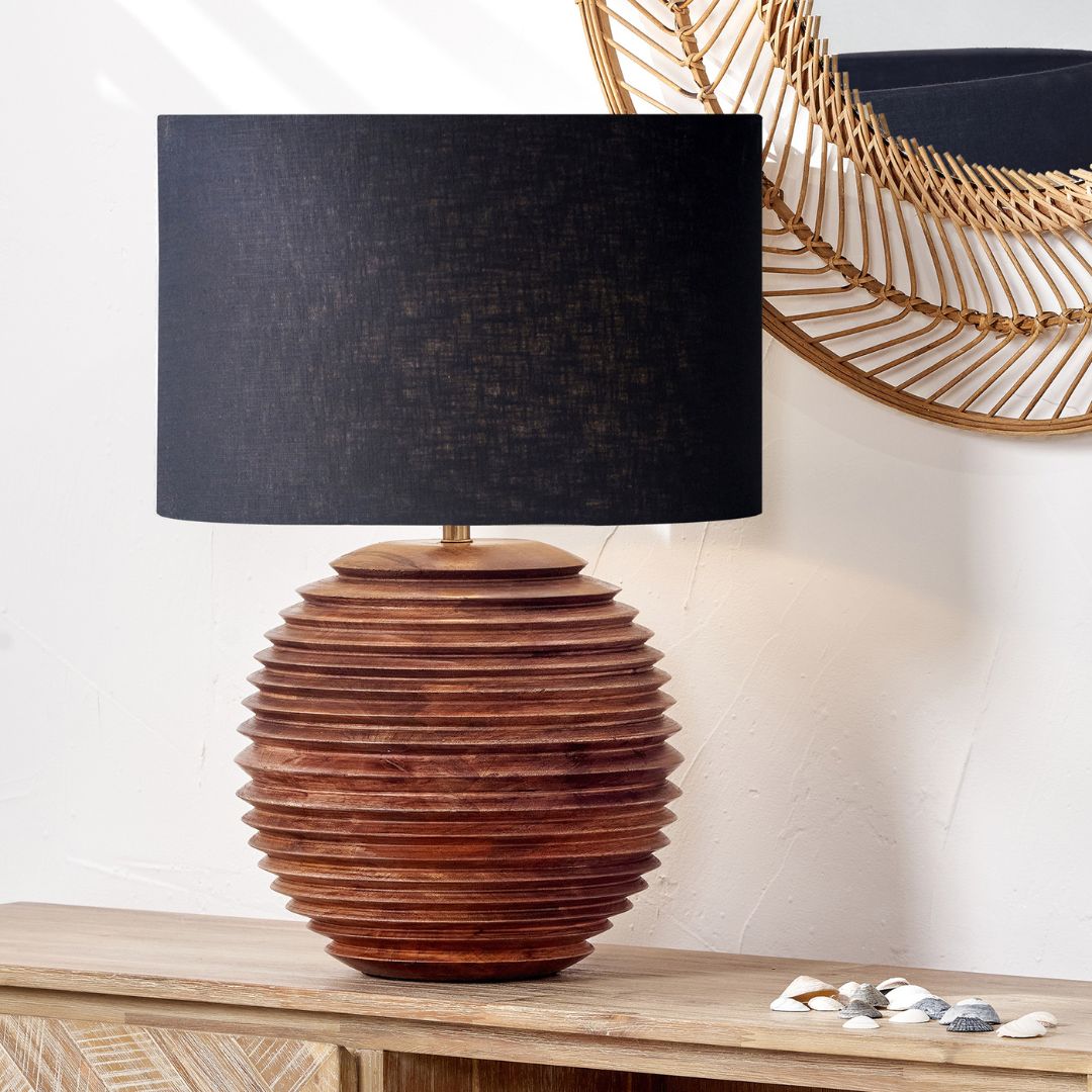 Pembury Wood Table Lamp with 40cm Black Shade