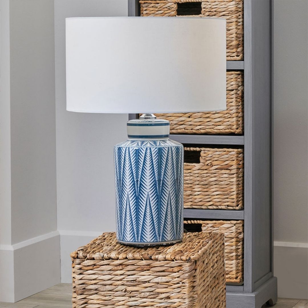 Samara Blue & White Aztec Ceramic Table Lamp