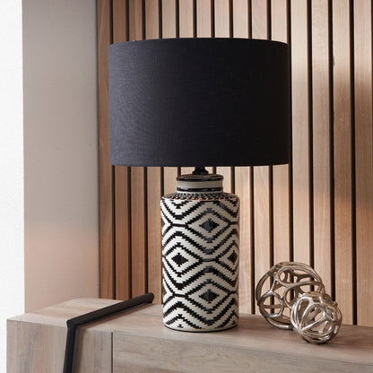 Chirala Black & White Aztec Ceramic Table Lamp