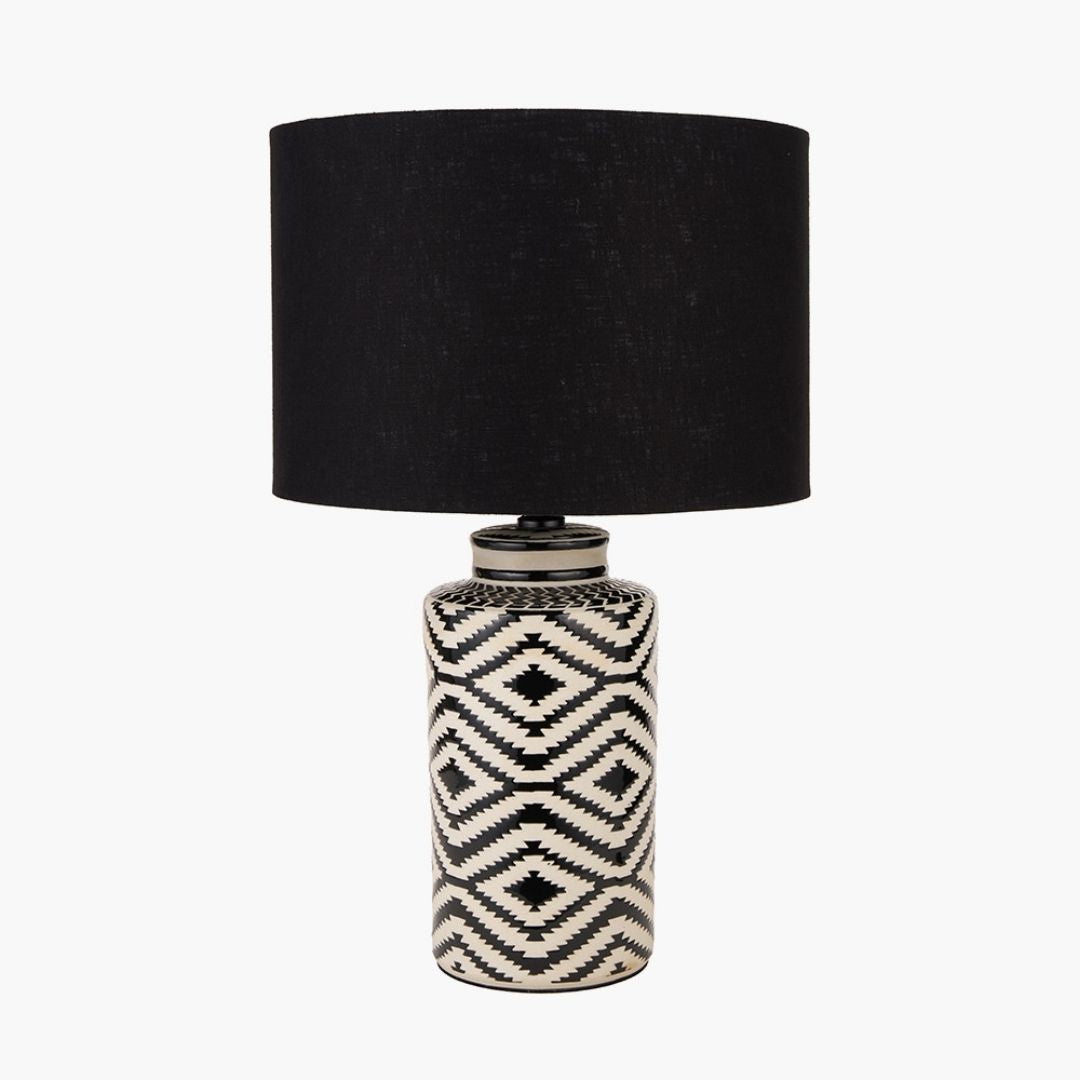 Chirala Black & White Aztec Ceramic Table Lamp