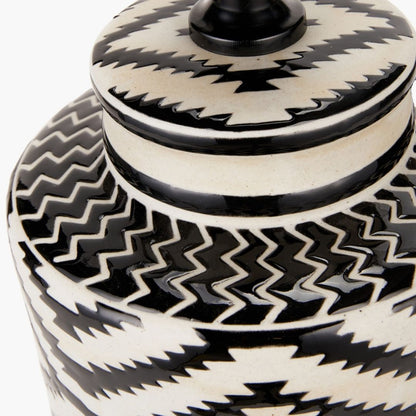 Chirala Black & White Aztec Ceramic Table Lamp