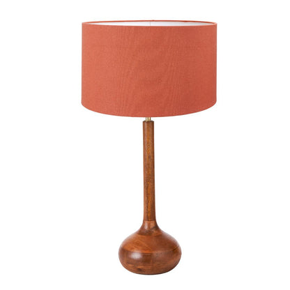 Toma Wood Table Lamp with Dark Orange Shade