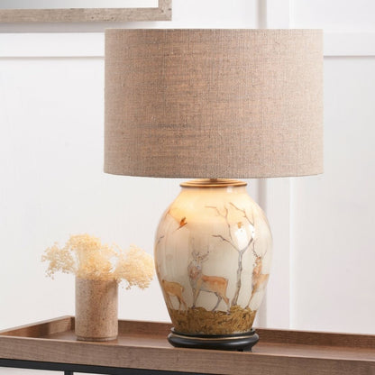 Jenny Worrall Deer Champagne Table Lamp with Natural Shade