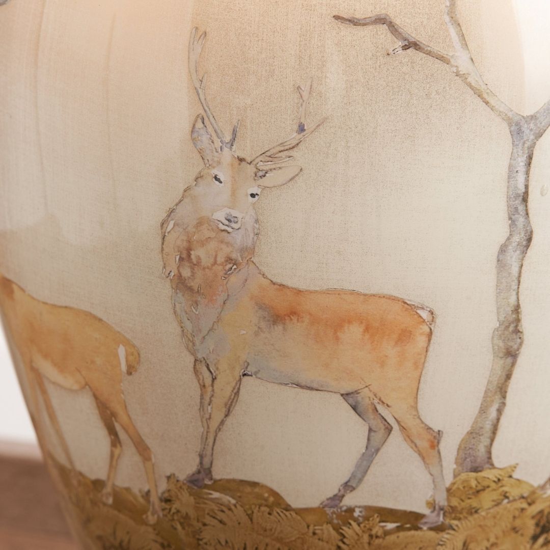 Jenny Worrall Deer Champagne Table Lamp with Natural Shade