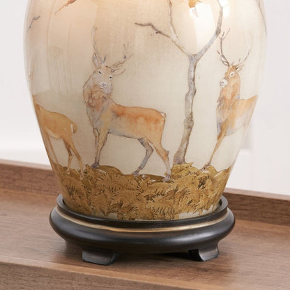 Jenny Worrall Deer Champagne Table Lamp with Natural Shade