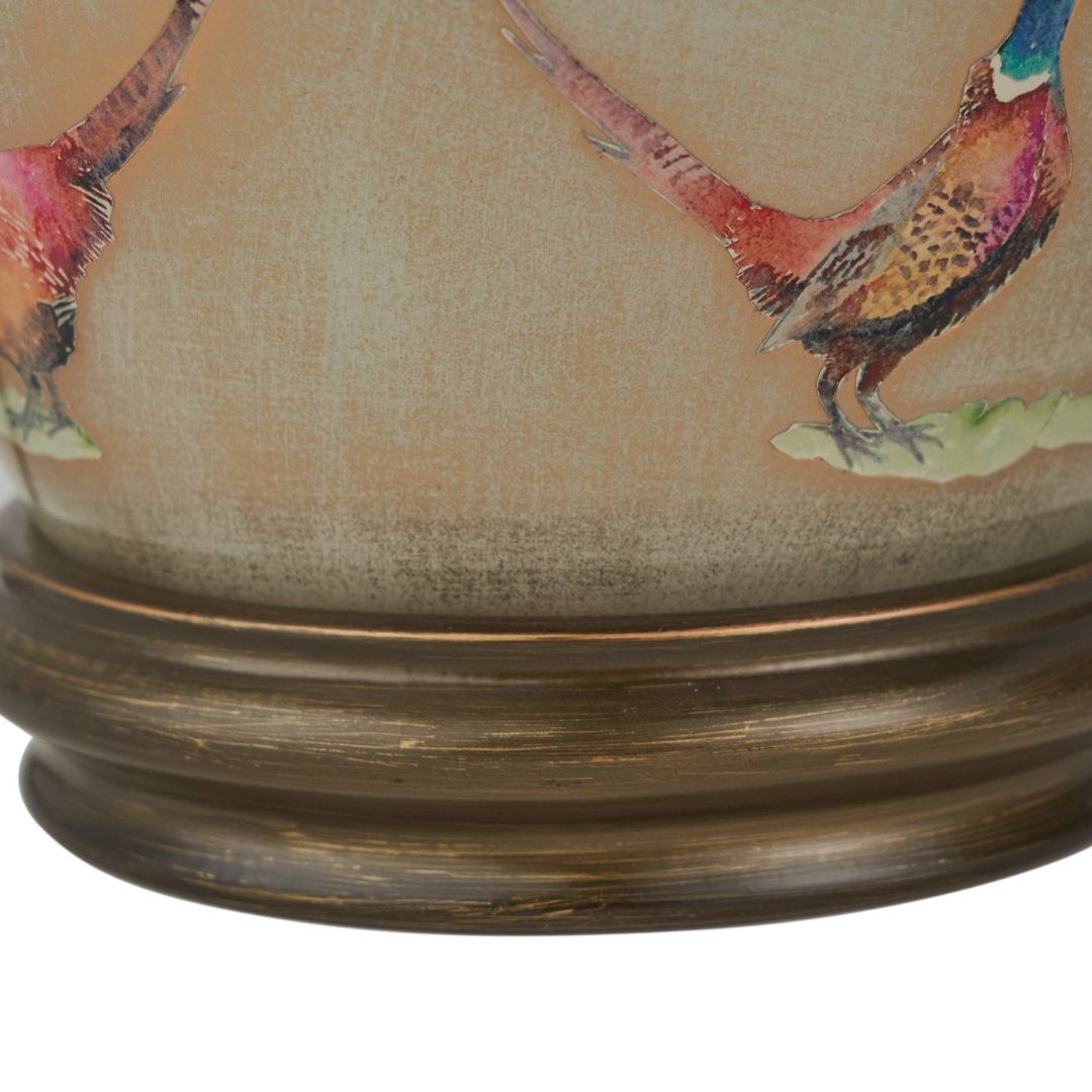 Jenny Worrall Pheasant Champagne Table Lamp with Natural Shade