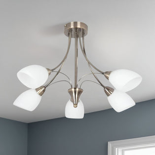 Oxford 5 Light Semi Flush Ceiling Light Antique Brass