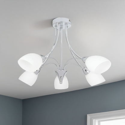 Oxford 5 Light Semi Flush Ceiling Light Polished Chrome