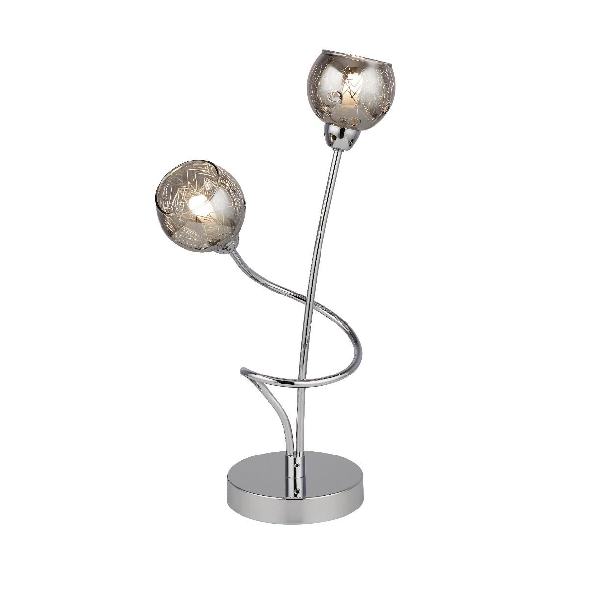 Kitty 2 Light Polished Chrome & Smoked Glass Table Lamp