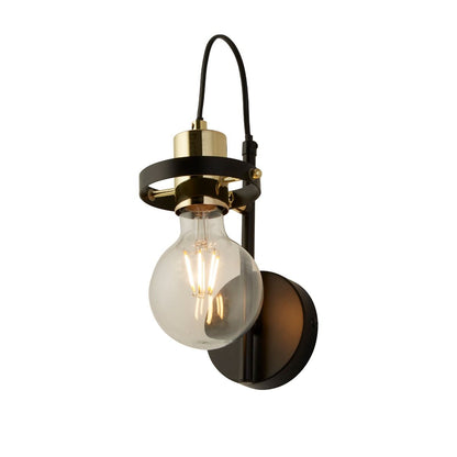 Hansel 1 Light Black & Brass Wall Light