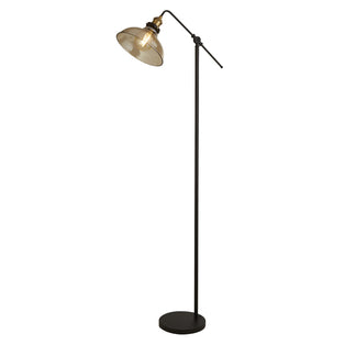 Melina Antique Brass & Amber Glass Task Floor Lamp