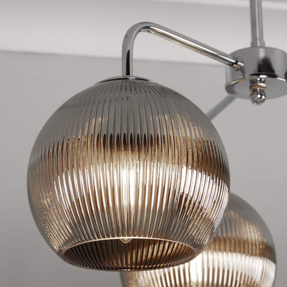 Hamblin 3 Light Chrome and Smoked Glass Semi-Flush Ceiling Light