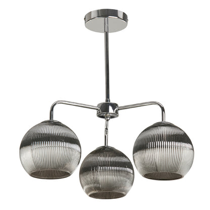 Hamblin 3 Light Chrome and Smoked Glass Semi-Flush Ceiling Light