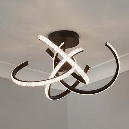 Wills Black LED Semi-Flush Ceiling Light