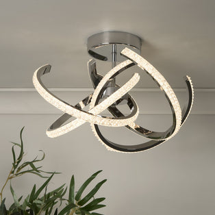 Wills Chrome & Crystal LED Semi-Flush Ceiling Light