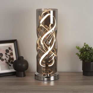 Demeter Smoked Glass LED Table Lamp