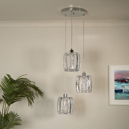 Kiara 3 Light Silver Pendant Ceiling Light