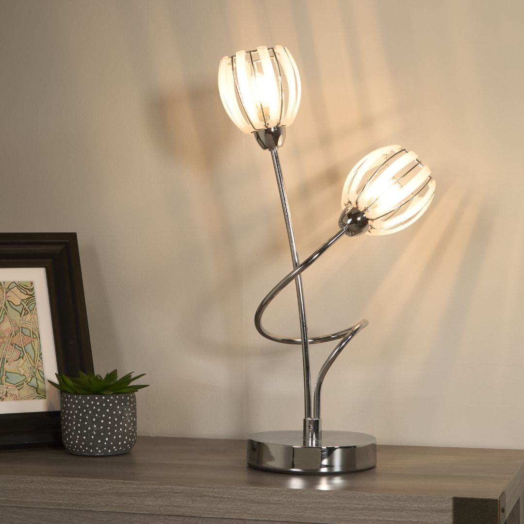 Isha 2 Light Silver Table Lamp