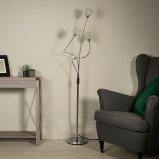 Isha 3 Light Silver Floor Lamp