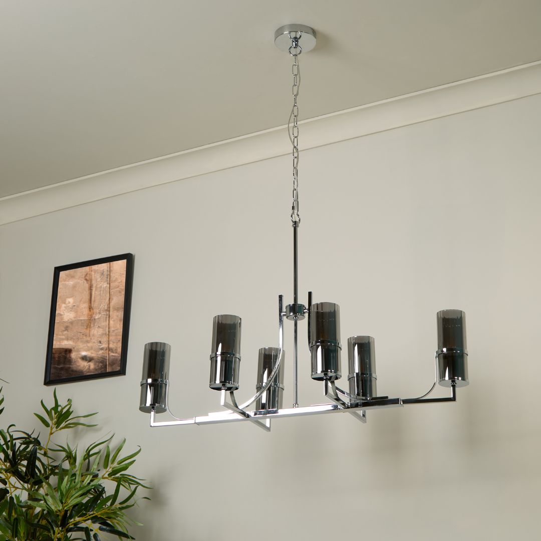 Davina 6 Light Silver Pendant Ceiling Light