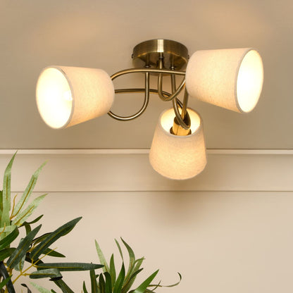 Addison 3 Light Antique Brass Flush Ceiling Light