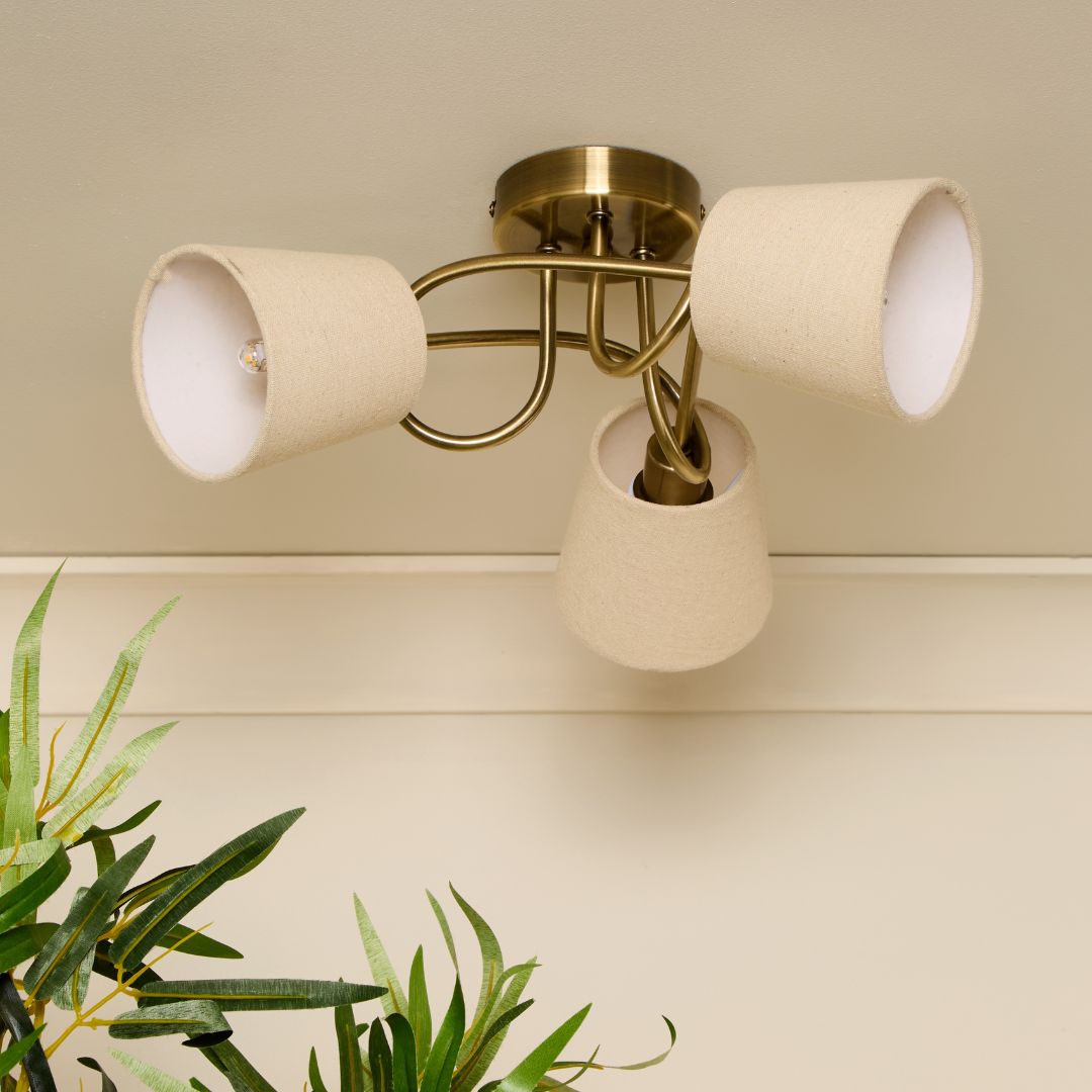 Addison 3 Light Antique Brass Flush Ceiling Light