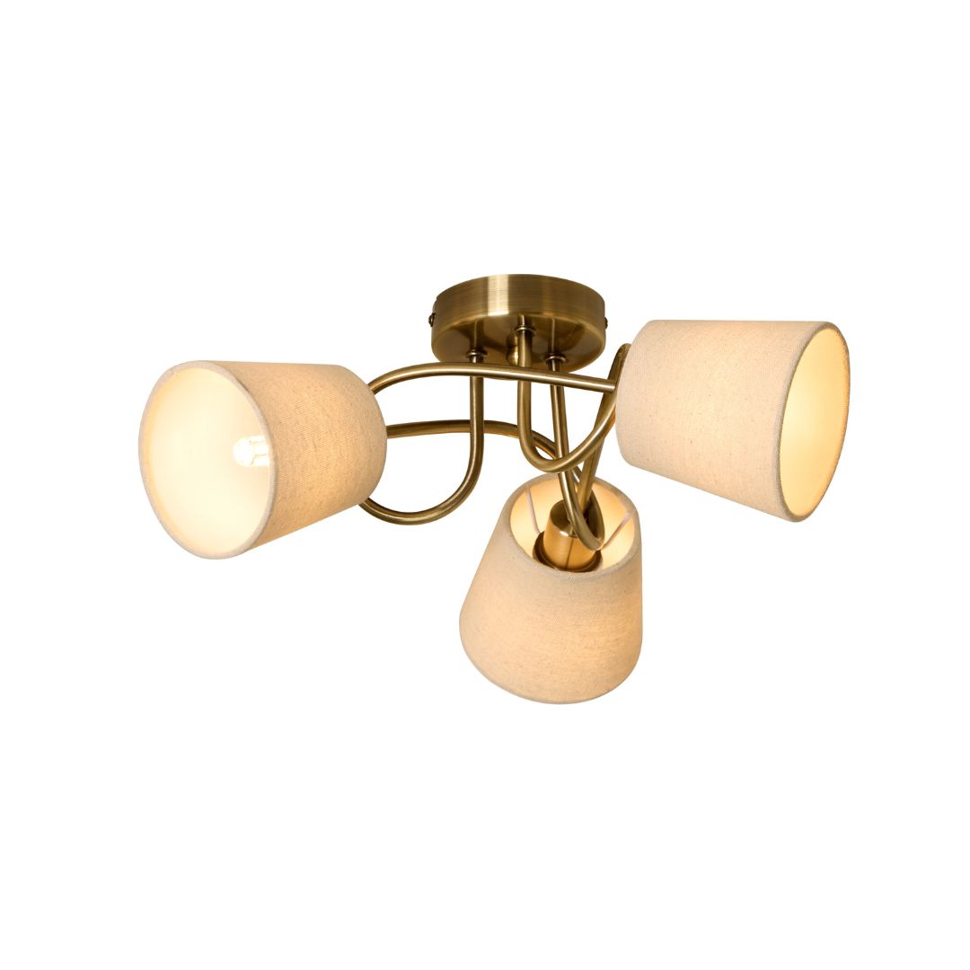 Addison 3 Light Antique Brass Flush Ceiling Light